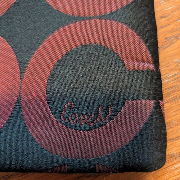 Coach Wallet Black & Red Poppy Cosmetic Bag Zip up Canvas Signature Coin Purse - Picture 3 of 6